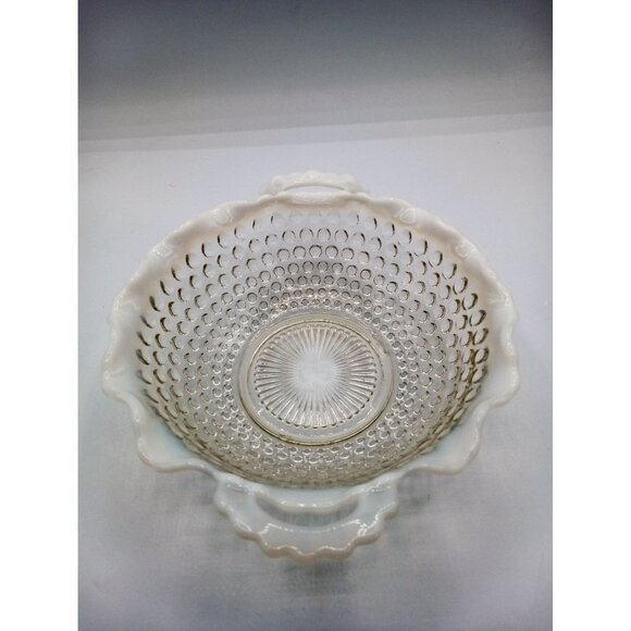 Hobnail Moonstone Ruffled Serving Bowl Dish Milk Rim Candy Depression Glass 6.5" - Picture 10 of 16